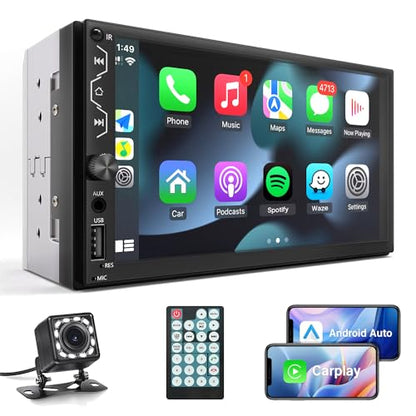 Double Din Car Stereo with Apple Carplay and Android Auto (Wired Stereo+ Camera)