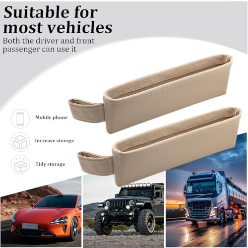2PCS Car Seat Gap Filler Organizer (Beige)