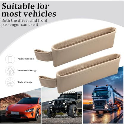 2PCS Car Seat Gap Filler Organizer (Beige)