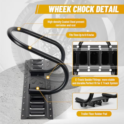4 Pcs E Track Wheel Chock with Trailer Floor Rubber Pad (4 Pack E-Track Wheel Chock with Rubber Pad)