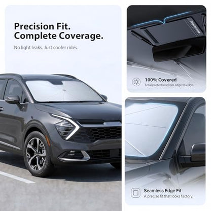 2026 Upgraded Windshield Sun Shade Umbrella for Kia Seltos [Precision Custom Fit (For Kia Seltos (2021-2025))