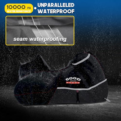 Motorcycle Cover with Side+Top Box Heavy Duty 600D Waterproof for Touring Models Harley Davidson Ultra Limited (Black / Side+Top box)