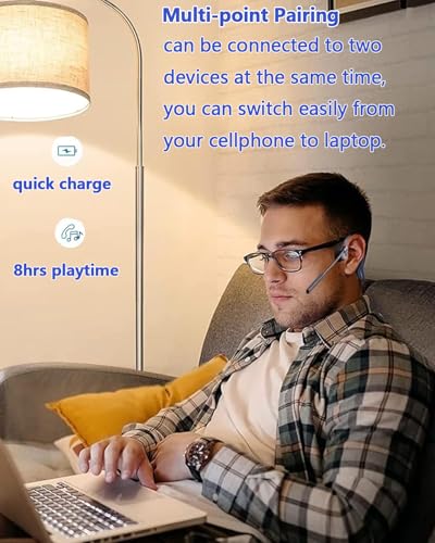 Bluetooth Headphones with Mic Open Ear Headphones Bluetooth 5.2 Headset with Dual CVC8.0 and ENC Noise (Black Q3pro)
