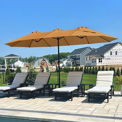 15ft Large Outdoor Patio Umbrella with Base Included (Tawny)