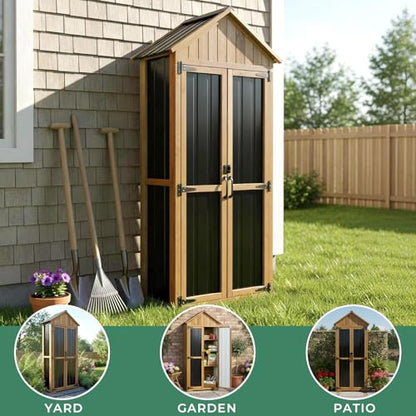 Outdoor Storage Cabinet with Shelf (Brown / 28"x13"x67")
