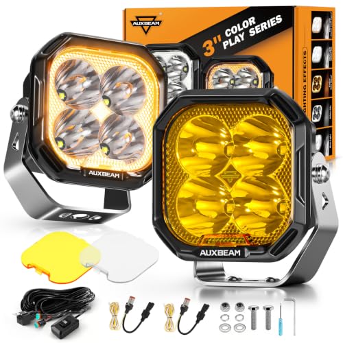 Color Play Series 3 Inch LED Pod Lights with DRL & Turn Signal (Color Play 3 Inch Amber/White Spot & DRL)