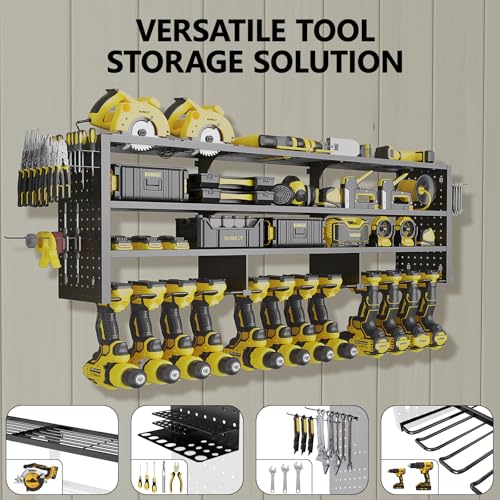 49" W Large Power Tool Organizer Wall Mount (12 Slots-4 Layers)