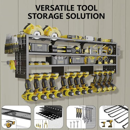 49" W Large Power Tool Organizer Wall Mount (12 Slots-4 Layers)