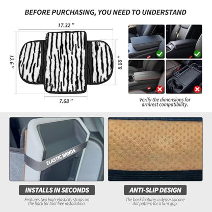 Plush Animal Print Car Center Console Cover with Side Pockets