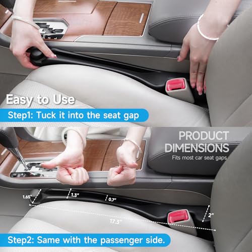 Car Seat Gap Filler Organizer 2Pack Soft Foam 3IN1 Multifunctional (Black / Most Cars – Standard)