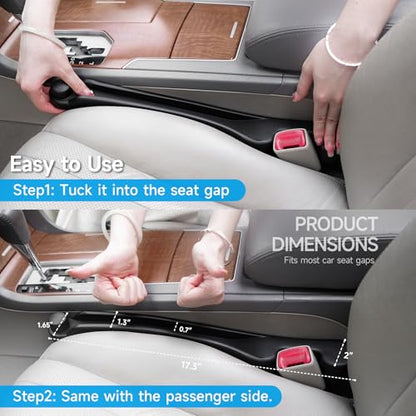Car Seat Gap Filler Organizer 2Pack Soft Foam 3IN1 Multifunctional (Black / Most Cars – Standard)