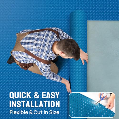 7.5x17 FT Garage Floor Mat for Under Car (Blue / 7.5'x17')