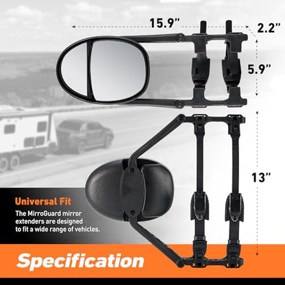 MG94 Dual View Towing Mirrors with Adjustable Blind Spot Mirror