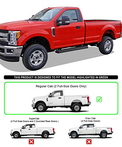 iBoard 5in Running Boards Black for F150 F250 F350 Regular Cab (Stainless Steel Black / 5 Inches)