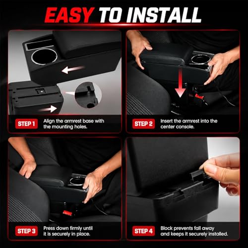 Car Armrest Box Compatible with Honda Fit Jazz Hatchback 2009 (with Cup Holder)