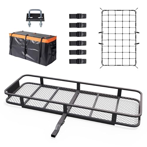 60''X 20''X6'' Folding Hitch Mount Cargo Carrier Basket with Stablizer (60''X 20''X6'')