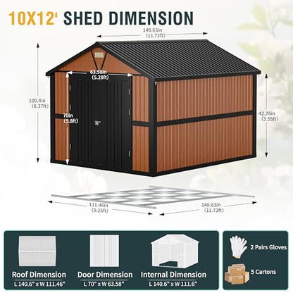 10x12 Ft Outdoor Storage Shed (10x12 FT/Base)