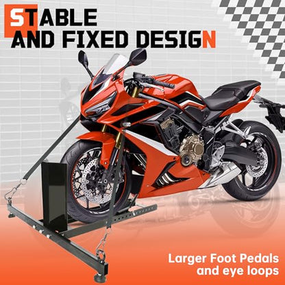 Adjustable Motorcycle Wheel Chock Stand Upright 1800lb Capacity (Black 1800 lbs)