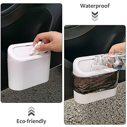 Car Trash Can with Lid (White)