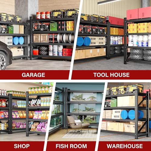 71.3" Wide Heavy Duty Garage Shelving Units (Matte Black / 71.3"Wx24"Dx70"H)