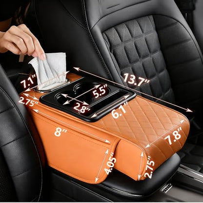 Automotive Armrests Car Console Organizer and Console Cover (Black + Red)
