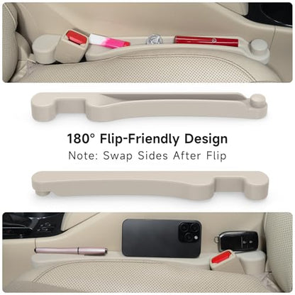 Car Seat Gap Filler Organizer 2Pack Soft Foam 3IN1 Multifunctional (Ivory / Most Cars – Standard)