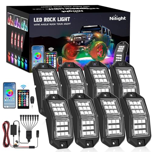 RGB LED Rock Lights Kit 8 PCS 18LED Wide Angle Wheel Well Light (8 Pods / RGB 18LED)