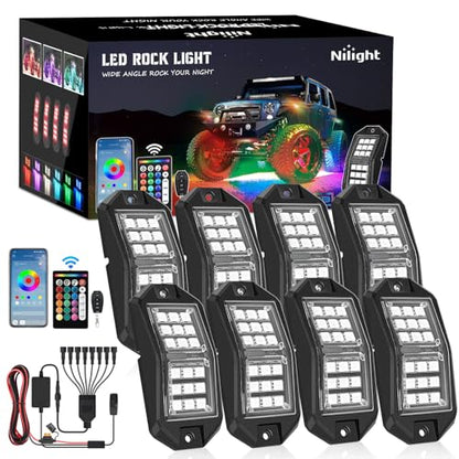 RGB LED Rock Lights Kit 8 PCS 18LED Wide Angle Wheel Well Light (8 Pods / RGB 18LED)