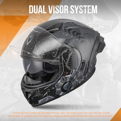 DOT Motorcycle Full Face Helmet (Future Gray / X-Large)
