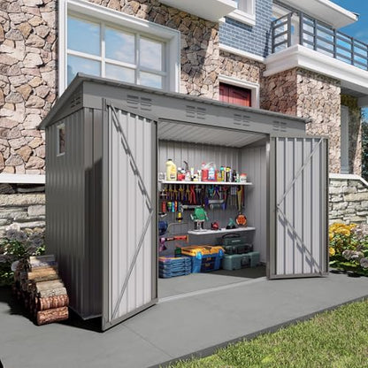 9x4 FT Lean to Shed with Window (Gray / 9x4ft)