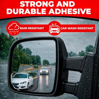 XLarge Blind Spot Mirror for Trucks 3.6"X2.5" (Rounded Rectangle / Pack of 2)