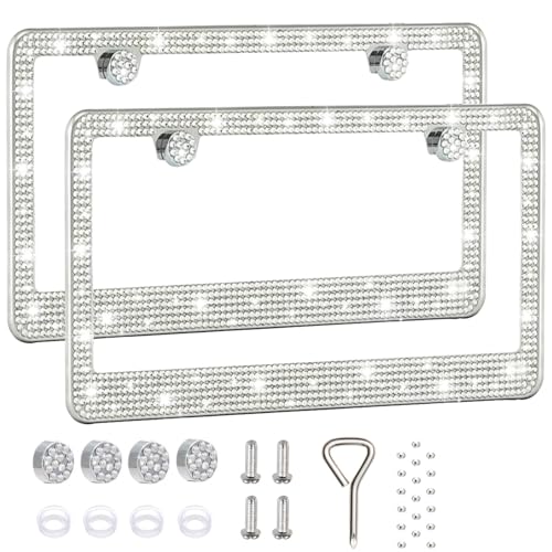 2 Pack License Plate Frames for Women (White (2PCS))