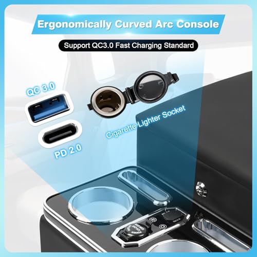 Center Console Universal Front Bench Car Seat Locking Organizer with USB (Locking light Center Consoles)