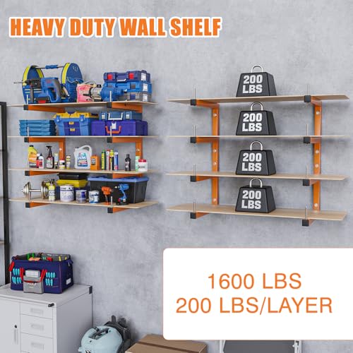 4 Pack Lumber Storage Rack (Orange / E– 4 Pack, 8-Tier)
