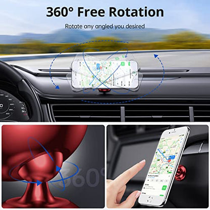 Magnetic Car Phone Holder for Dashboard (Red)