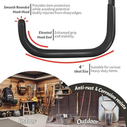 Garage Hooks 4 Inch (Black)