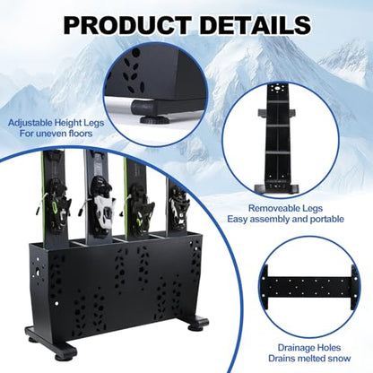 Freestanding Ski Storage Rack for 4 Pairs (4 Pairs-Ski Storage Rack)