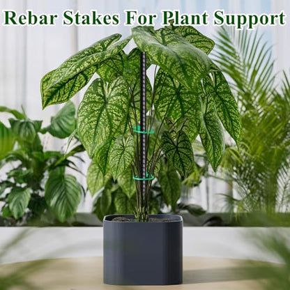 Rebar Stakes 16 Inch 20 Pack Heavy Duty Ground Anchors with Chisel Point End Long Straight Steel Tent Stakes 3 (I-16"x3/8"-20pcs)