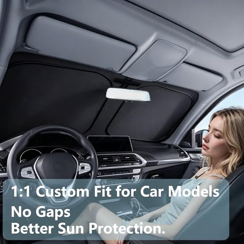 Windshield Sun Shade for Toyota Tacoma 2016 (Black / Tacoma (Custom Fit))