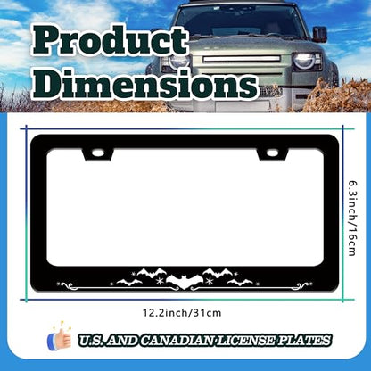 Funny Bat Gothic Style License Plate Frame Stainless Steel 6.3 X 12.2 Inch (Bat)