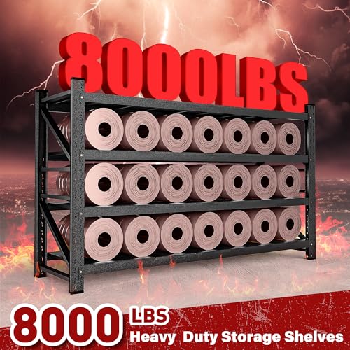 8000LBS Heavy Duty Garage Shelving Units (Matte Black / 68"Wx24"Dx63.5"H)