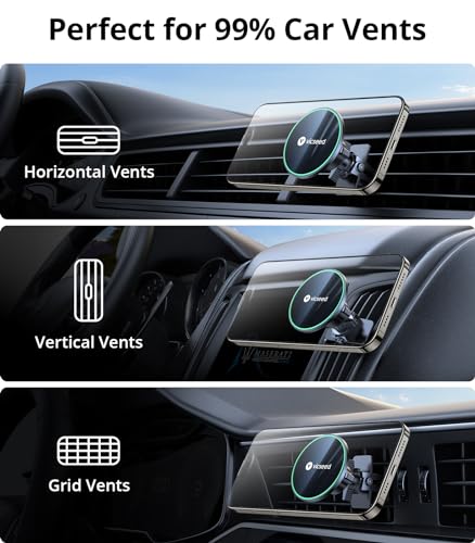 for MagSafe Car Mount [Upgraded Strongest Magnet Power] Magnetic Phone Holder for Car Vent 360 Adjustable Magnetic Car Phone Holder Mount for iPhone 16 Pro Max 15 14 13 12 Plus Mini (Fashion Black)