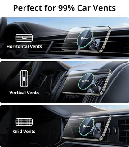 for MagSafe Car Mount [Upgraded Strongest Magnet Power] Magnetic Phone Holder for Car Vent 360 Adjustable Magnetic Car Phone Holder Mount for iPhone 16 Pro Max 15 14 13 12 Plus Mini (Fashion Black)