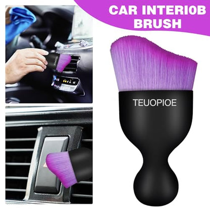 Car Detailing Brush for Interior Dusting and Air Vents (Black Purple)