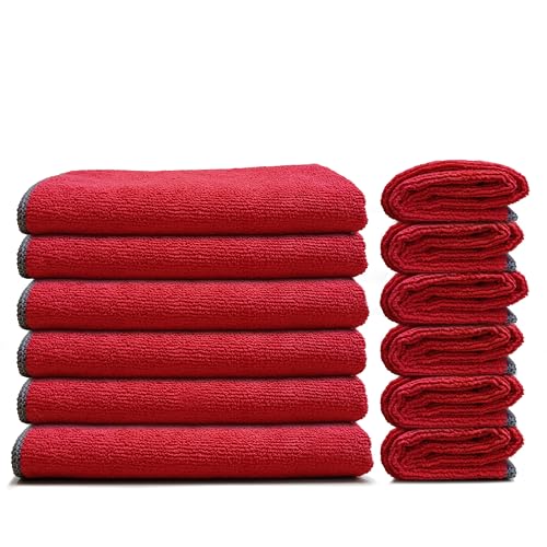 Premium Microfiber Cleaning Cloth 16"x16" (Red)