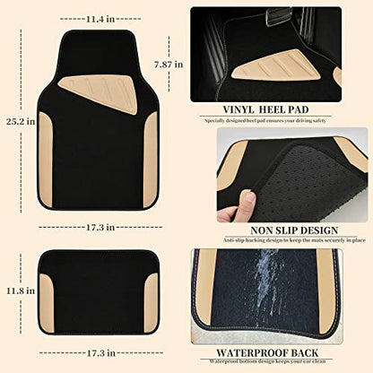 Waterproof Universal Fit Car Floor Mats (Beige)