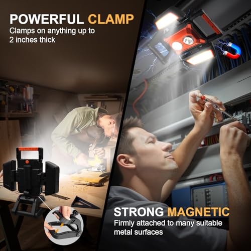 4000LM LED Work Light Rechargeable with Clamp (Magnetic Clamp Stand)