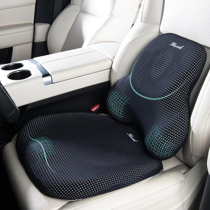 Car Seat Cushion and Lumbar Support Pillow for Office Chair Car (Black / 2Pcs)