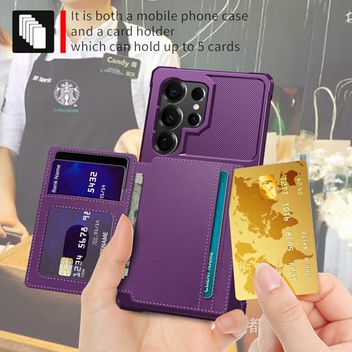 For Samsung Galaxy S25 Ultra Card Holder Case (Purple / Galaxy S25 Ultra)