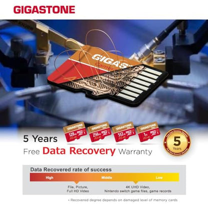 5 Years Data Recovery】 GIGASTONE 256GB Micro SD Card with USB 3.2 Type C Card Reader (256GB 4K Camera Pro MAX + Type C Card Reader)
